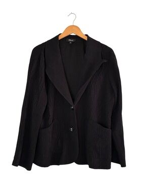 Flair | Vintage black lightweight textured baggy button front shirt blazer XL